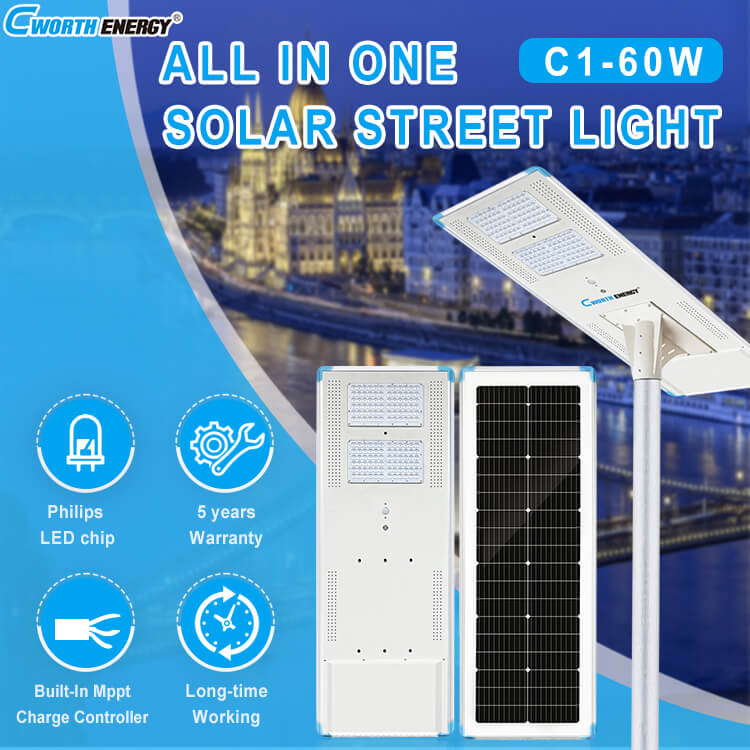 Integrated solar panel battery and LED street-light product